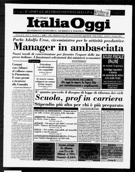 Italia oggi : quotidiano di economia finanza e politica